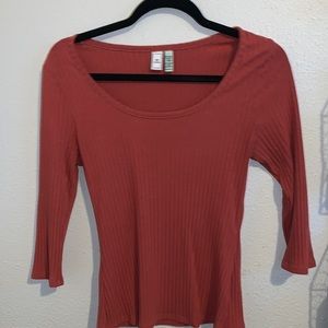 Susina Scoop Neck Ribbed 3/4 Sleeve